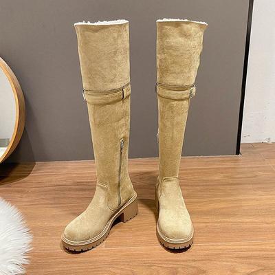 Small Snow Boots Women's 2025 Autumn and Winter Boots with Fleece Inner Height-increasing Tube Over the Knee Warm Long Boots