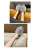 Women's Winter Indoor Cotton Slippers - Large, Warm, Solid Color Fur Design