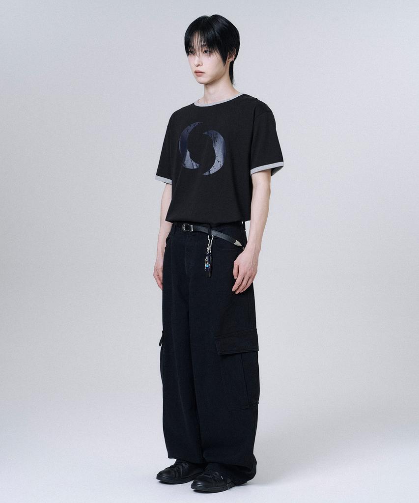 Mubeun Curved Wide Cargo Pants Black
