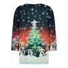 Women's T Shirt Tee Christmas Printed Button 3/4 Sleeve Tunic Daily Weekend Fashion Basic V- Neck Regular Top