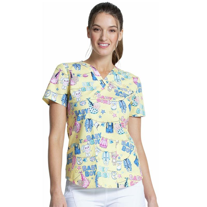 Hennar Women Scrub Top   Uniforms V-Neck Short Sleeve S-5XL Hospital Clinical scrubScrubs Top
