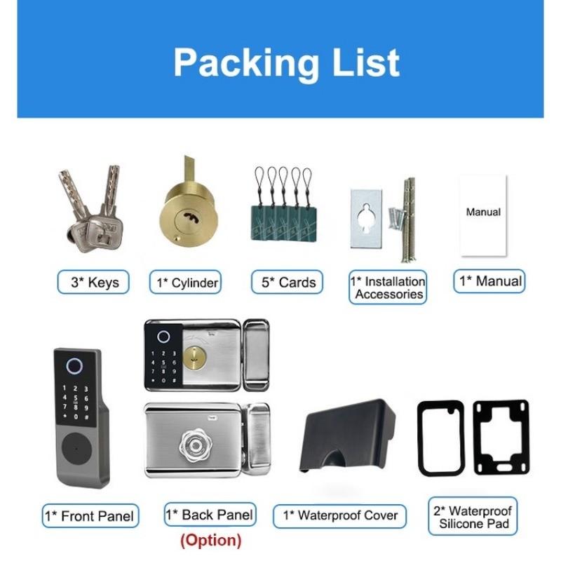 W7 Nerezový zámek na otisk prstu s dvojitým ověřením, venkovní brána, vodotěsný, TT Lock/ Tuya Chytrý dveřní zámek, digitální elektronický zámek