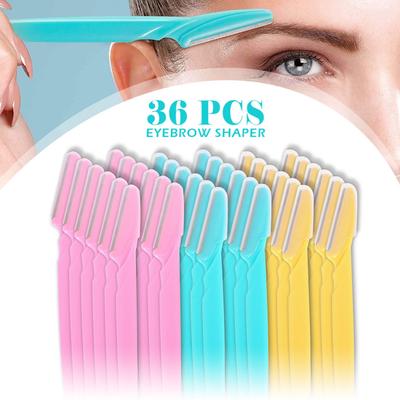 36 Rasoirs à sourcils et pour le visage pour femmes et hommes, Tondeuse à poils de sourcils, Rasoirs faciaux avec capuchons de protection, Sûr pour les débutants