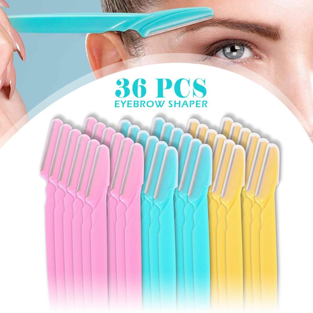 36pcs Eyebrow and Face Razors for Women and Men Eyebrow Hair Trimmer Facial Shavers with Protective Covers, Safe for Beginners