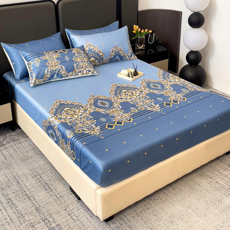 Saltea nouă imprimată din mătase de gheață, covoraș din mătase de gheață, husă protectoare de saltea antiderapantă, covoraș moale pentru aer condiționat de vară, saltea