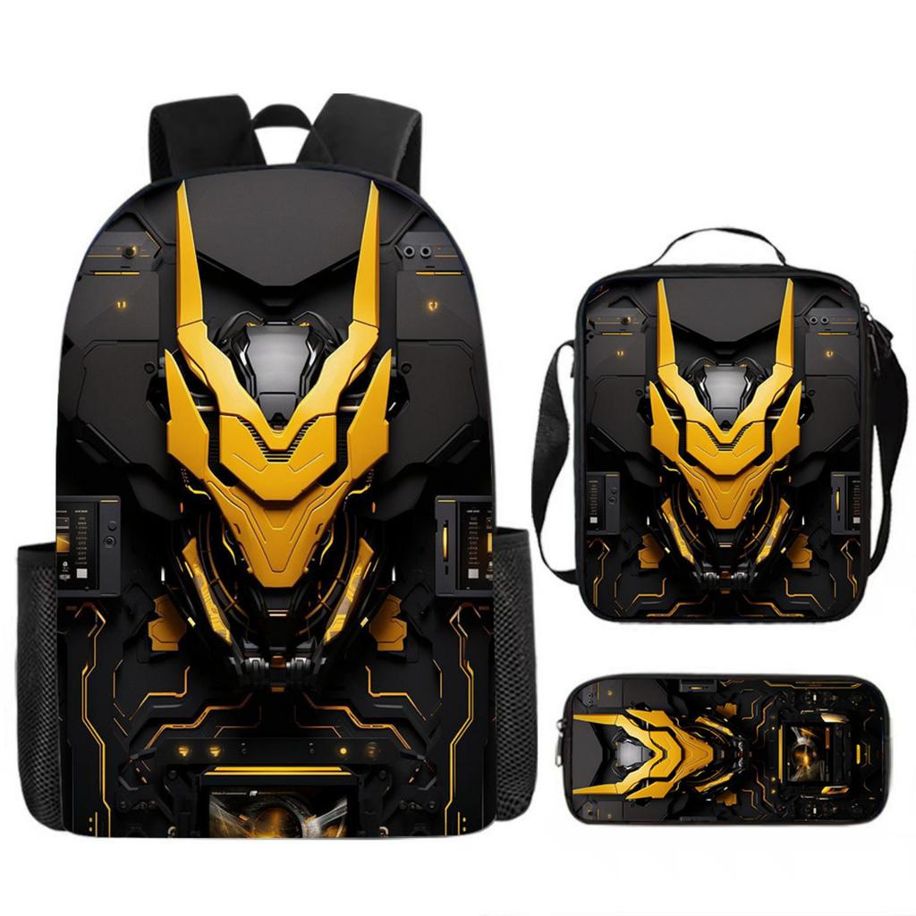 Conjunto de Mochila Escolar Mecânica Infantil - Mochila Escolar de Grande Capacidade com Bolsa de Ombro e Estojo para Estudantes