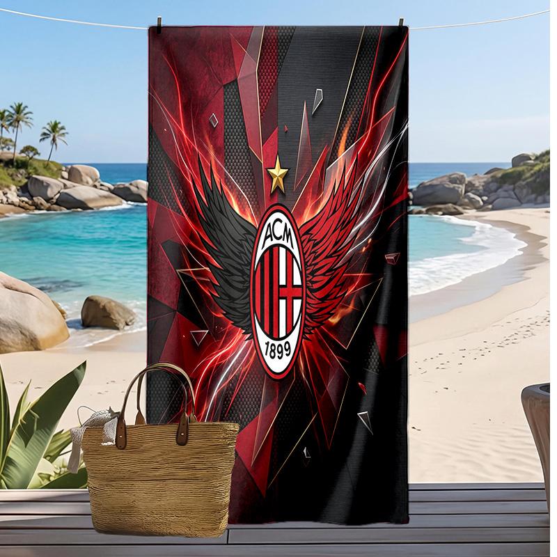 Toalla de Playa Estampada AC Milan Secado Rápido Suave Portátil Grande Rectangular Manta de Playa para Viajes Piscina