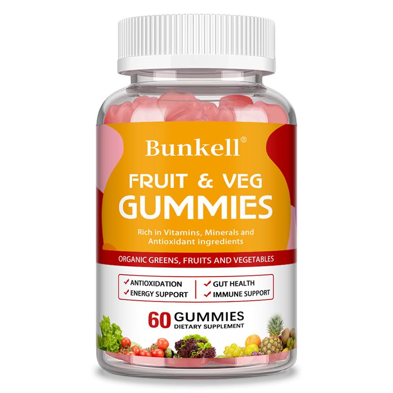 Fruit And Veg Gummies, Rich In Vitamins, Minerals, 60 Gummies Per Bottle 60 Gummies