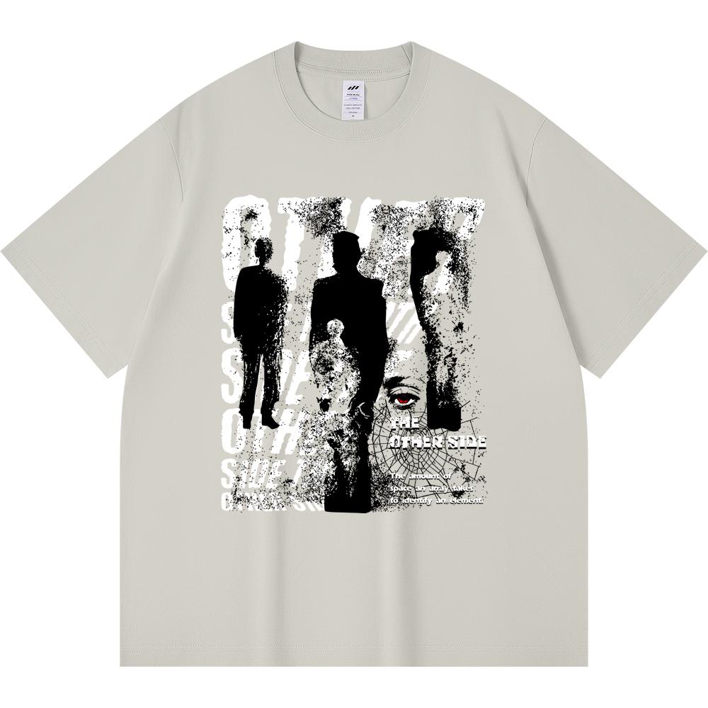 

230GSM 100% Cotton T-Shirt THE OTHER SIDE Print Tees Funny Harajuku Style Combed Cotton Tshirt XS абрикосовый
