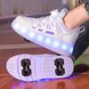 Roller Skate Shoes Kids Sneakers With 4 Wheels LED Light Luminous Children Glowing Fashion Outdoor Sports Shoes Girls Boys Gifts