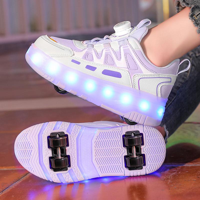 Roller Skate Shoes Kids Sneakers With 4 Wheels LED Light Luminous Children Glowing Fashion Outdoor Sports Shoes Girls Boys Gifts