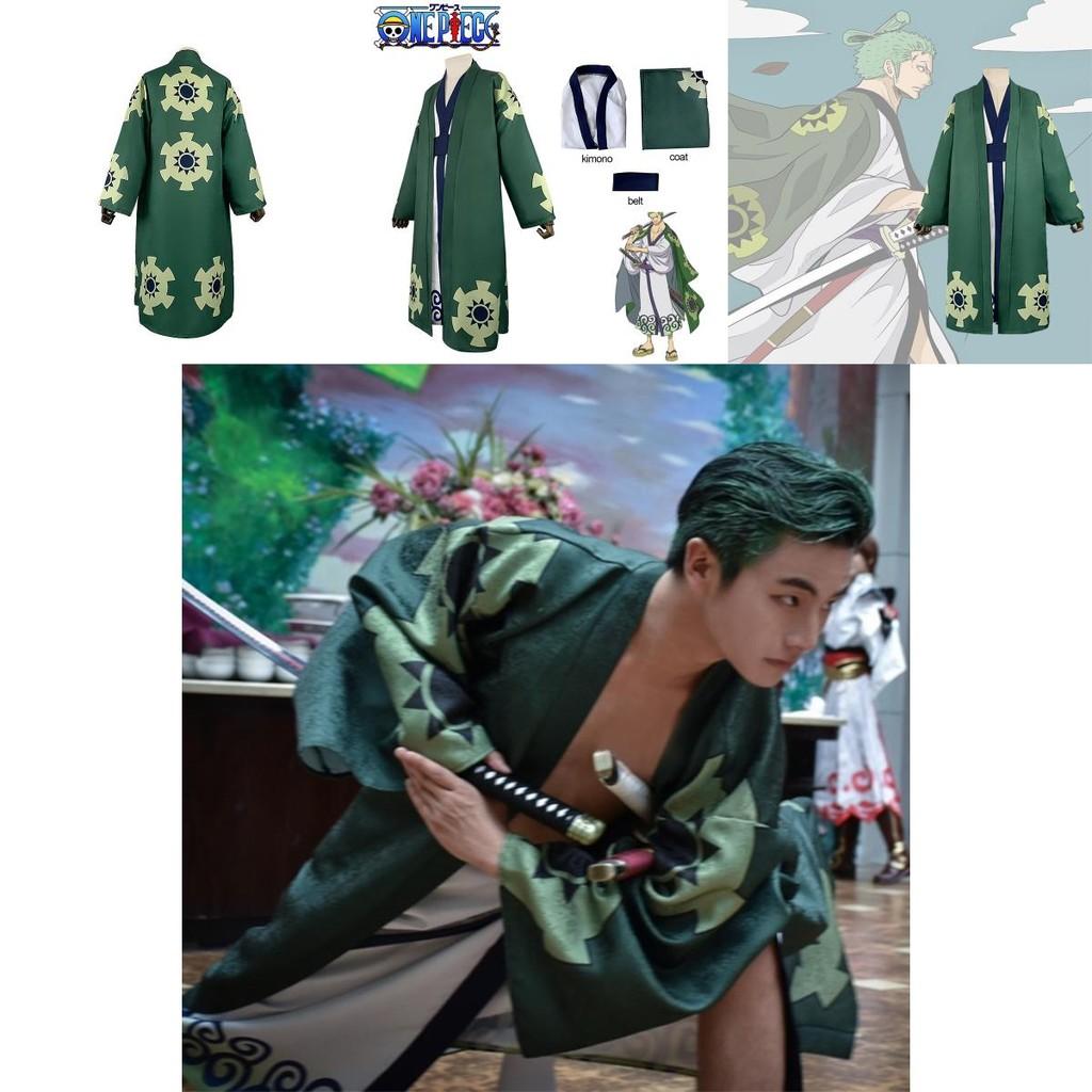 One Piece Roronoa Zoro Kimono Robe Full Suit Perfect For Comic Con Halloween And Family Gatherings