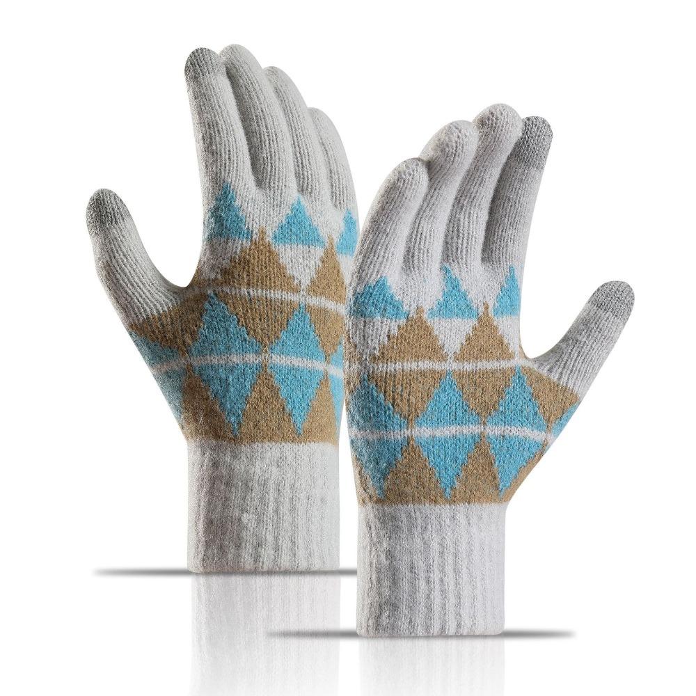Thickened Winter Gloves Touchscreen Finger Separated Warm Gloves Cute Knitted Gloves  Autumn Winter