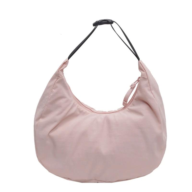 Monochromatic Feminine Half-moon Bag Simple and Versatile Large Capacity Classic Style Casual Shoulder and Crossbody Bags