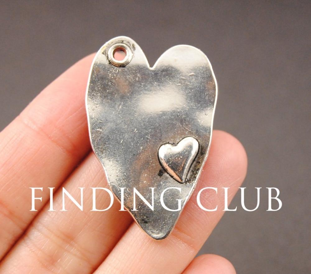 

5 шт. Кулон Silver Color Love Heart Кулон из цинкового сплава подходит для подвески DIY для браслета 38x24 мм A788
