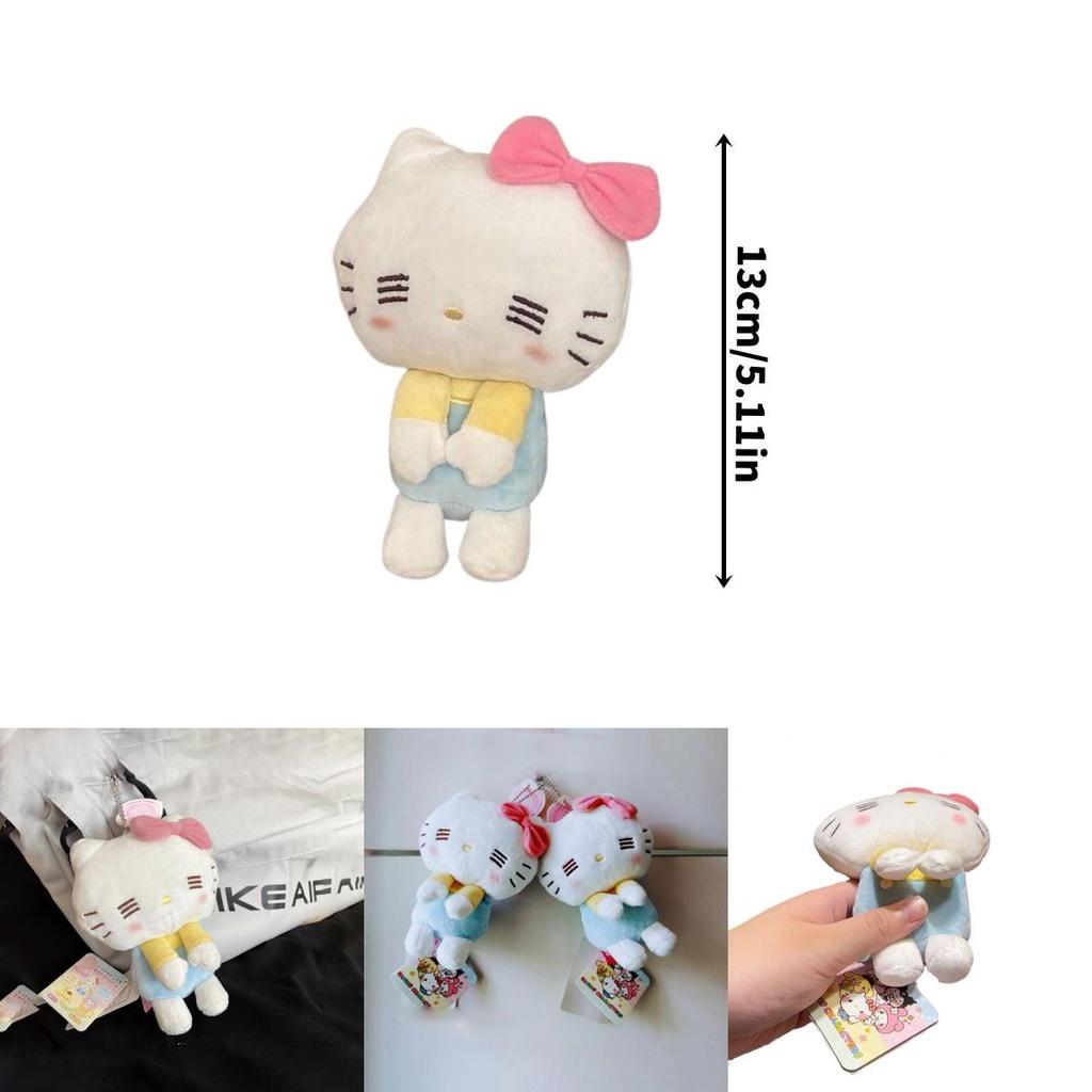 Cute Hello Kitty Plush Toy With Black Fur Keychain Bag And Backpack Accessory