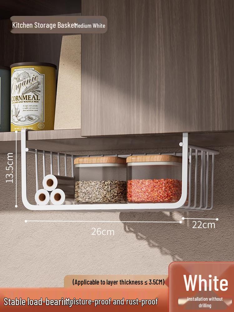Layered Hanging Kitchen Storage Basket for Dormitory and Under Cabinet Use
