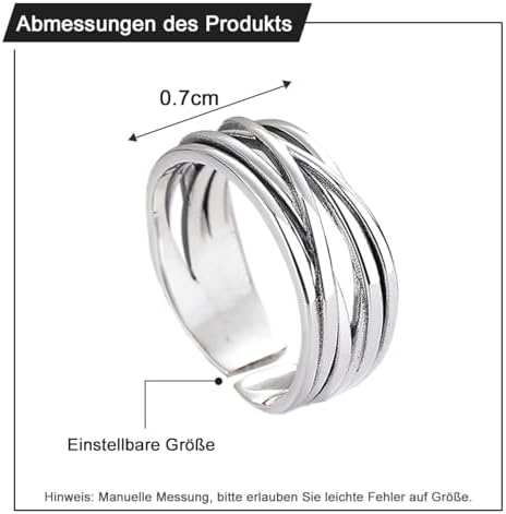Auriselle Men's Ring Geometric Texture Open Adjustable Retro Gothic Punk Viking Unisex Vintage Birthday Christmas Gift