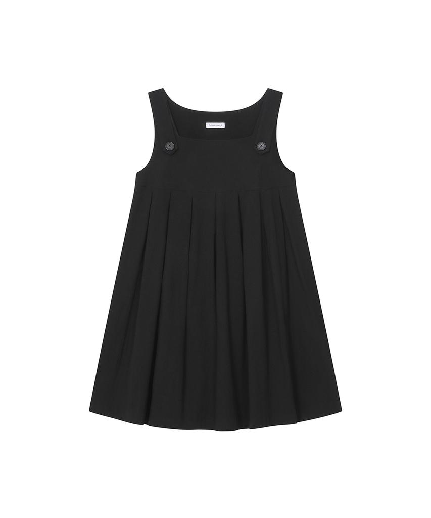 Miseki Seoul Pleats Button Doll Dress Black