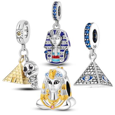 Náramok pyramída Mum Dangle Charm Fit 925 Strieborný Kleopatra Faraón Kúzlo Korálky Prívesok Strieborné Originálne šperky