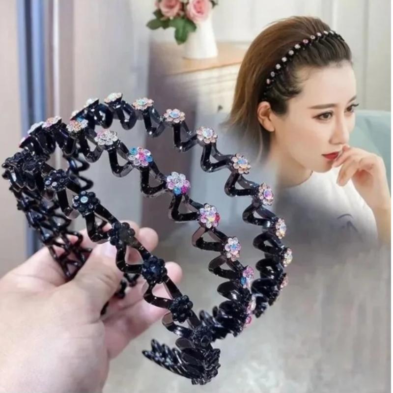 1pc Fashion Elegant Luxury Anti-skid Pearls Simple Headband with Teeth Rhinestones Hairband for Woman Girl Hair Headwear Jewelry
