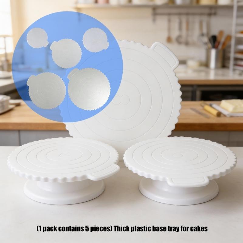 Set of 5 Nonslip Plastic Cake Stands with Textured Bottom ABS Texture for Firm Cake Positioning During Parties and Event