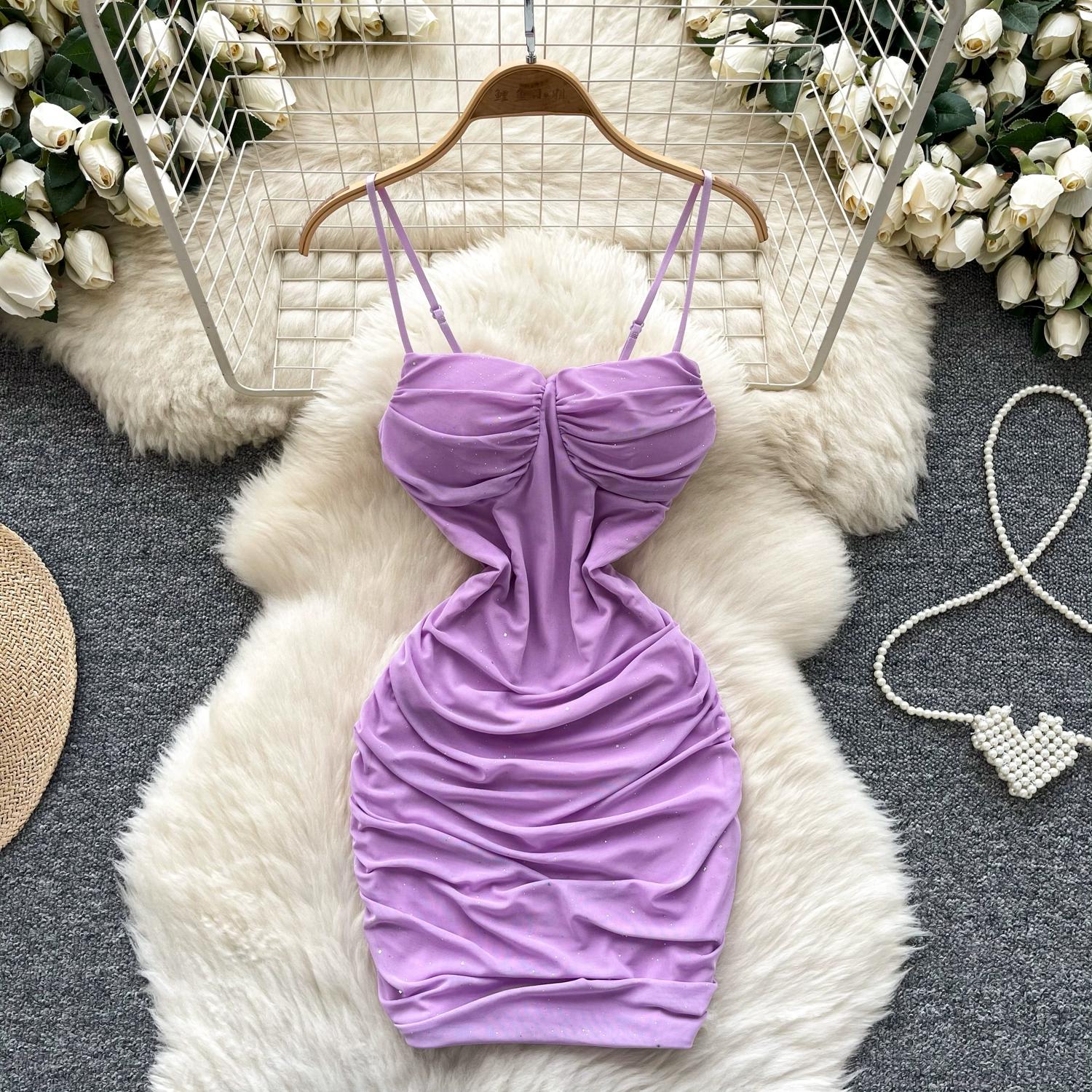 

Летние женские сексуальные тонкие облегающие мини-короткие платья для вечеринок на тонких бретельках с открытой спиной L фиолетовый