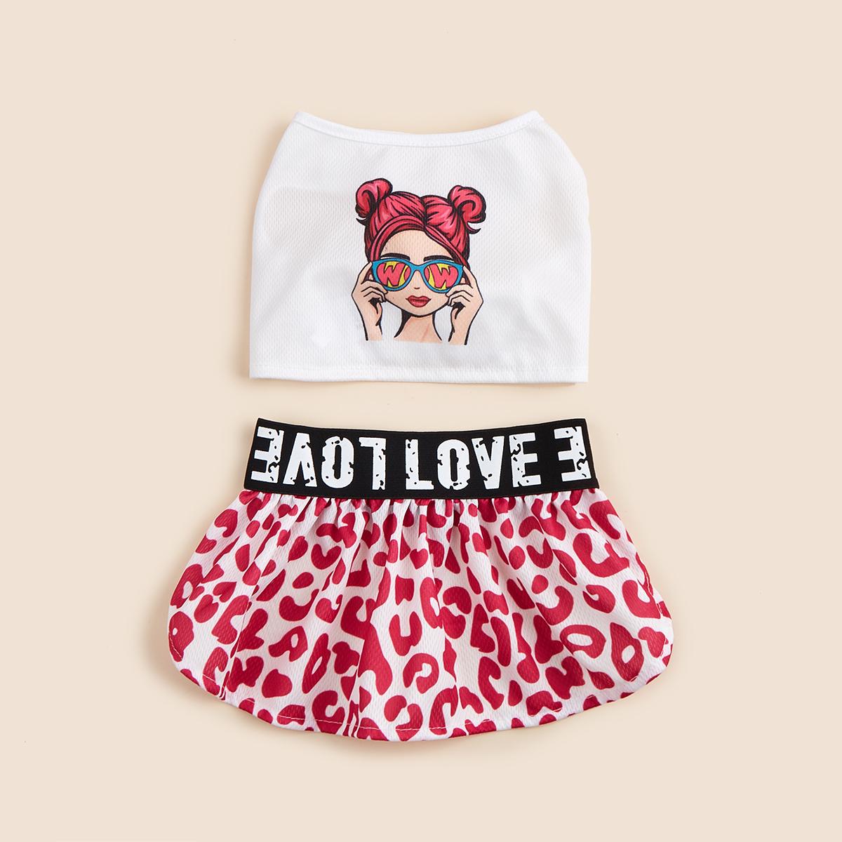 

Two-Piece Dog Dress for Small Dogs Costume Cute Girl Female Dog Fashion Leopard Puppy Dresses Doggie Soft Pet Summer Clothes App XS（old） белый