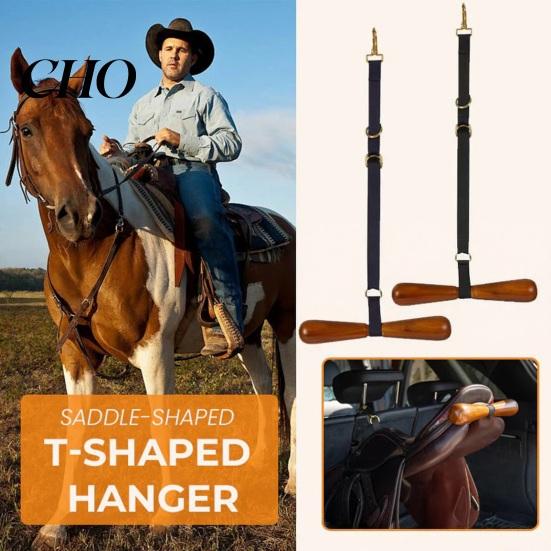 Saddle Storage Rack 1/2Pcs Horse T-Shaped Hanger, Heavy Duty with Hanging Compact Holder Strap, Space-Saving Stand for Stables, Barns, Shows Travel