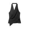 Women's Spring 2026 French Style Silk Satin Asymmetrical Halter Neck Sleeveless Top