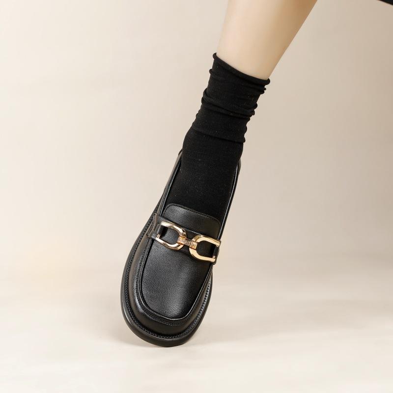 Loafers Women Shoes New in Fashion Luxury Designer Platform Thick Bottom Height Increasing Shoes Metal Chain Slip on Dress Shoes