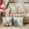 Christmas Pillowcase 20in X 20in 4-piece Set Family Farmhouse Decoration (Tree Snowman Dwarf Deer) Blue
