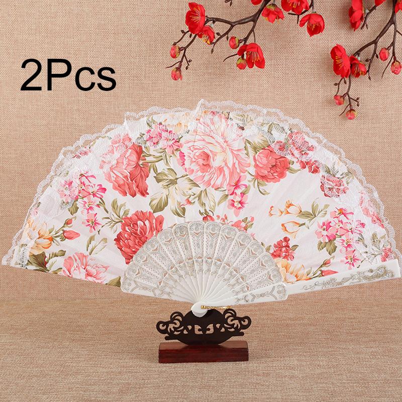 

1 шт. Реквизит для выступлений Классический складной веер Эстетическая красота Фотографический реквизит Модный веер Пион Кружево 2PCS