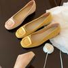Sheepskin Version~ Gentle Wind Leather Square Head Shallow Mouth Single Shoes Women's New Versatile and Not Tired Foot Square Buckle Commuter Flats