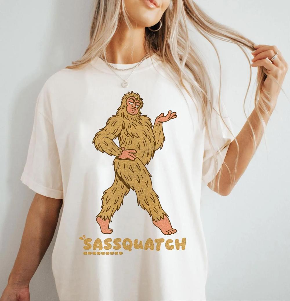 Bigfoot TShirt Funny Sassy Sasquatch Shirt Yeti Bigfoot Walking Sassy Cute Big Foot Clothing Graphic Short Sleeve Shirt Unisex M