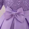 New European & American 1-Year-Old Girls' Bow Princess Dress with Puff Sleeves & Sequined Skirt
