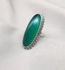 Green Onyx Gemstone Ring: 925 Sterling Silver Oval Cabochon, Handmade