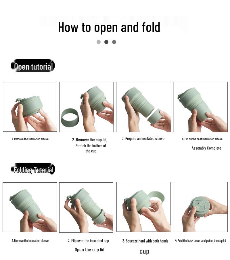 Collapsible Silicone Travel Mug, 500ML, Portable & Foldable Water and Coffee Cup
