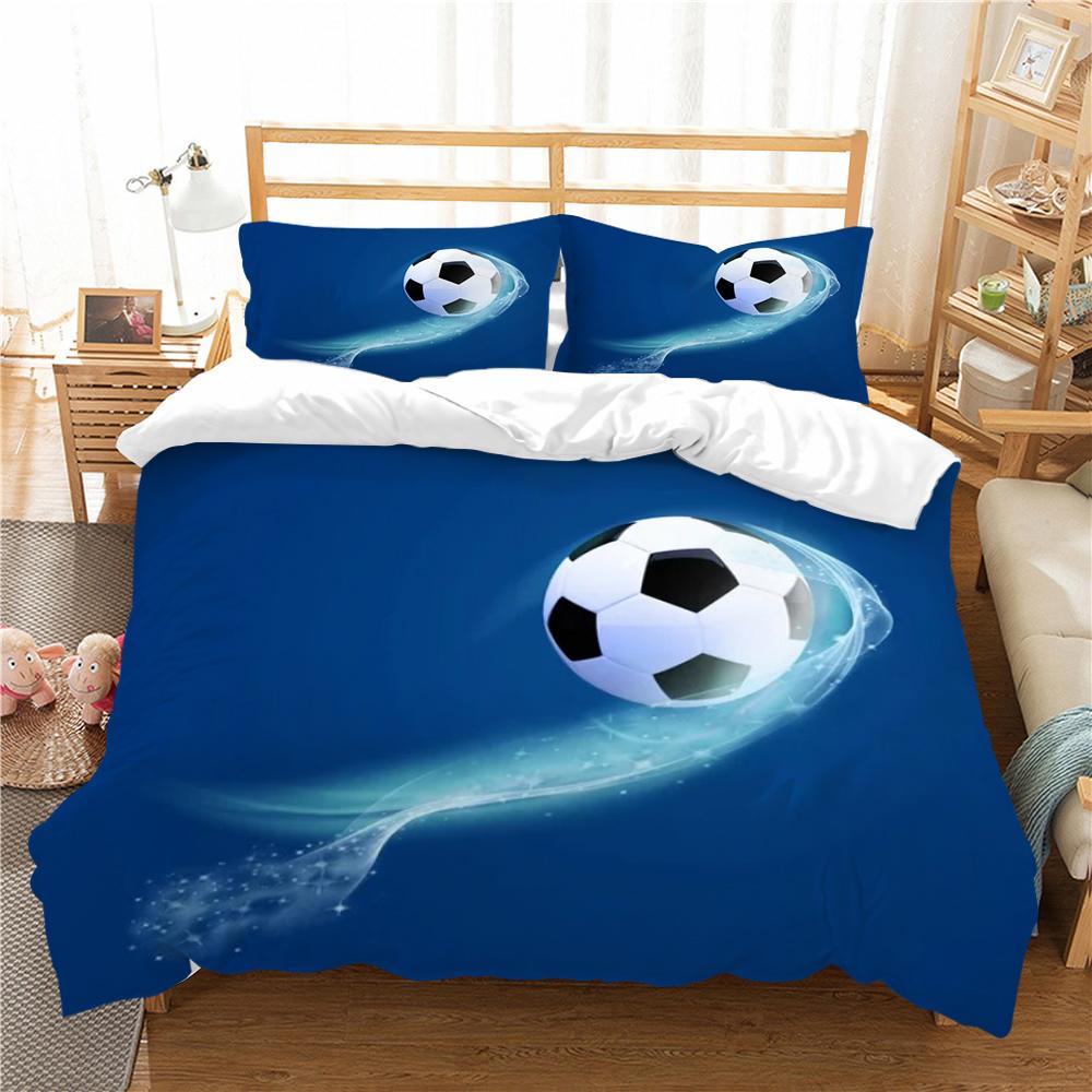Sengetøysett Fotball Hjemmetekstiler Queen King Size Barn Tenåring Fotball Dynetrekk 3D Dynetrekksett