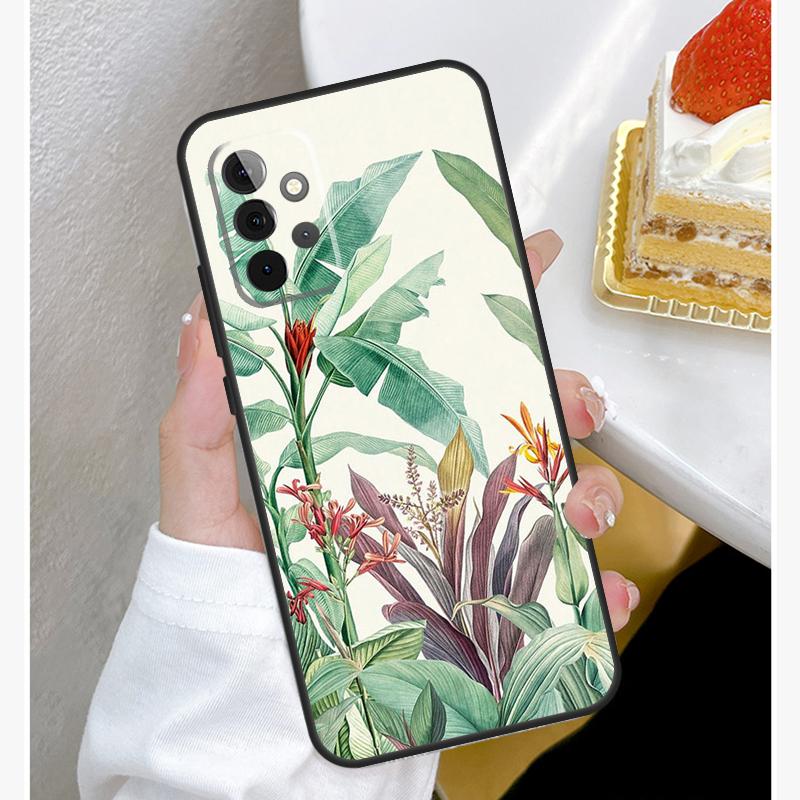 Tropical leaves Case For Samsung Galaxy A15 A25 A35 A55 A51 A71 A12 A32 A52 A13 A33 A53 A14 A34 A54 Cover