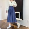 Móda Sukně s vysokým pasem plisovaná dámská korejská elegantní vysokoškolský styl midi sukně dámské podzimní zimní silné áčkové sukně