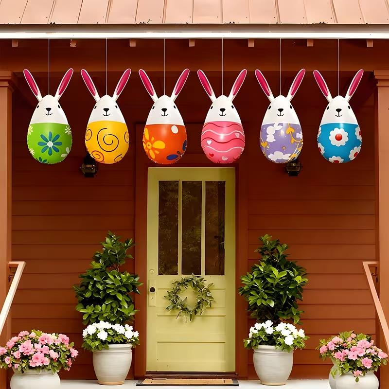 1Set Easter Inflatable Rabbit Eggs Decoration Kids Favors Colorful Bunny Balls