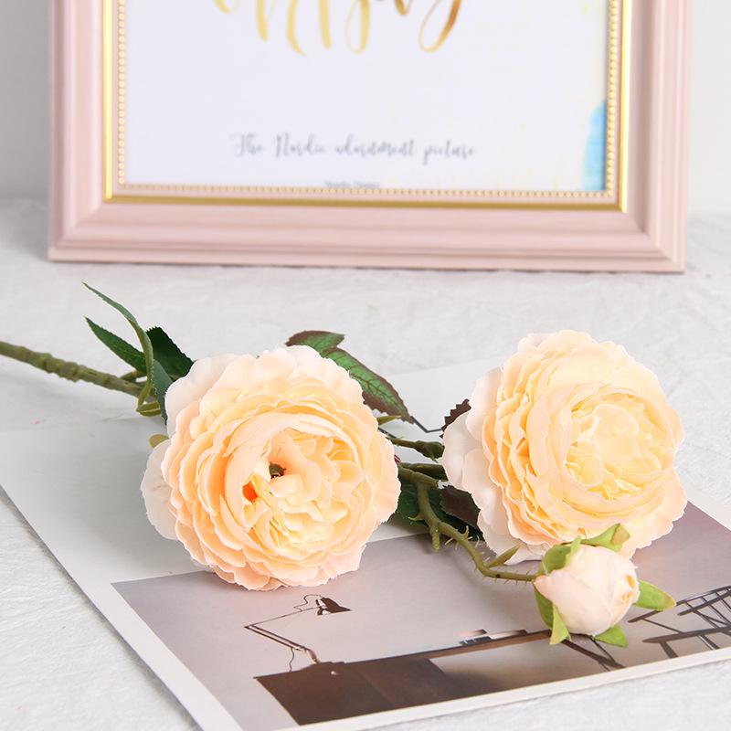 European 3-Head Peony Artificial Flower, Western Rose Design for Home & Wedding Decoration (MW51010)
