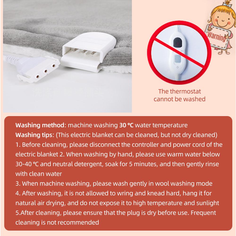 Heated Blanket Electric 50×60 inches Throw 6 Heating Levels 8 Time Settings Grey Flannel Super-Soft Fabric 200cm Power Cord