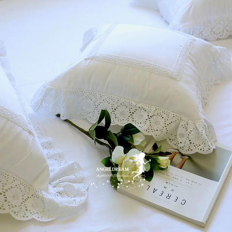 Luxury Embroidery Cushion Cover Ruffle Lace Wrinkle Pillow Cover Cake Layers Princess Bedding Pillowcase 45x45cm