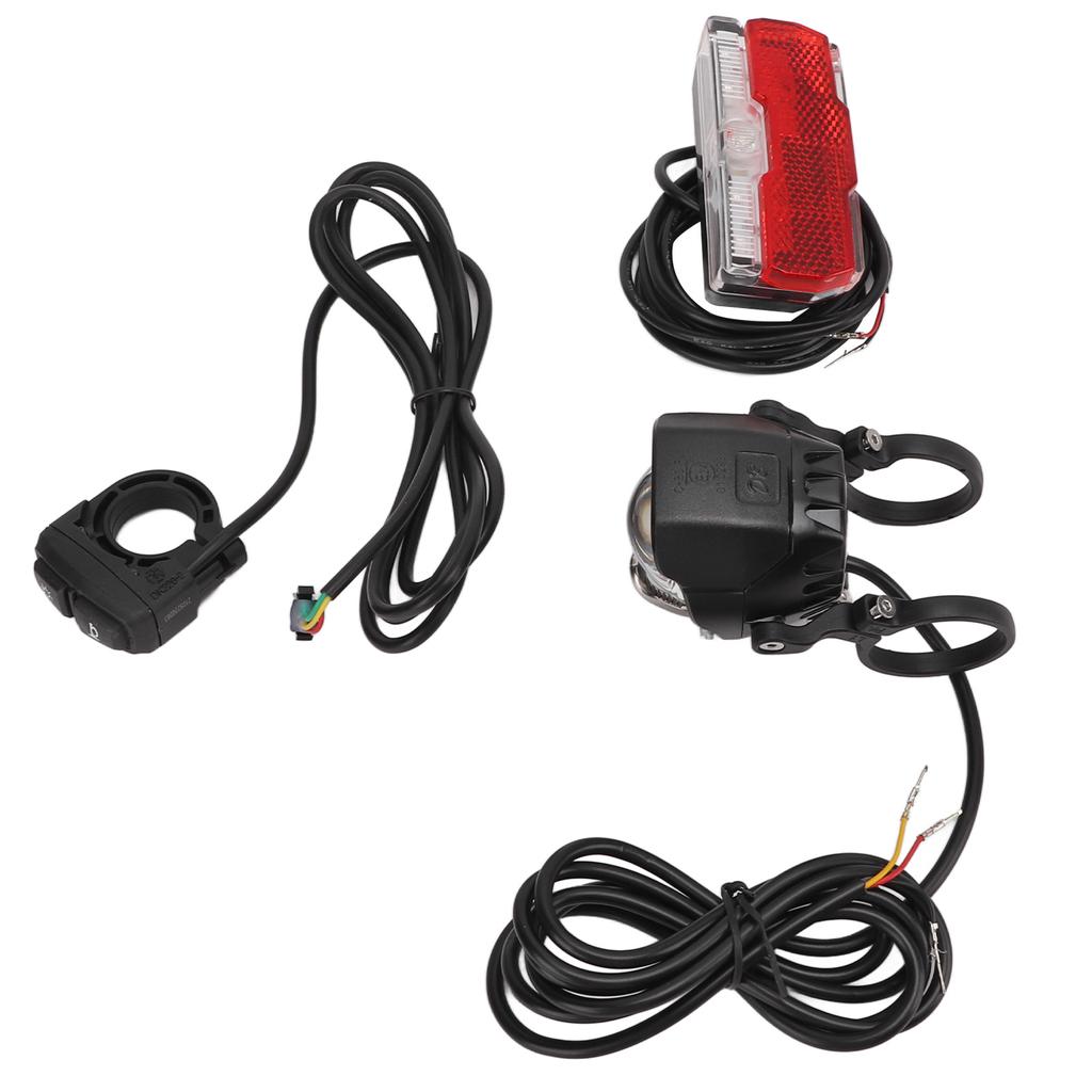 24V 36V 48V Electric Bike Front and Rear Light Set Headlight and Tail Light with Horn Kit