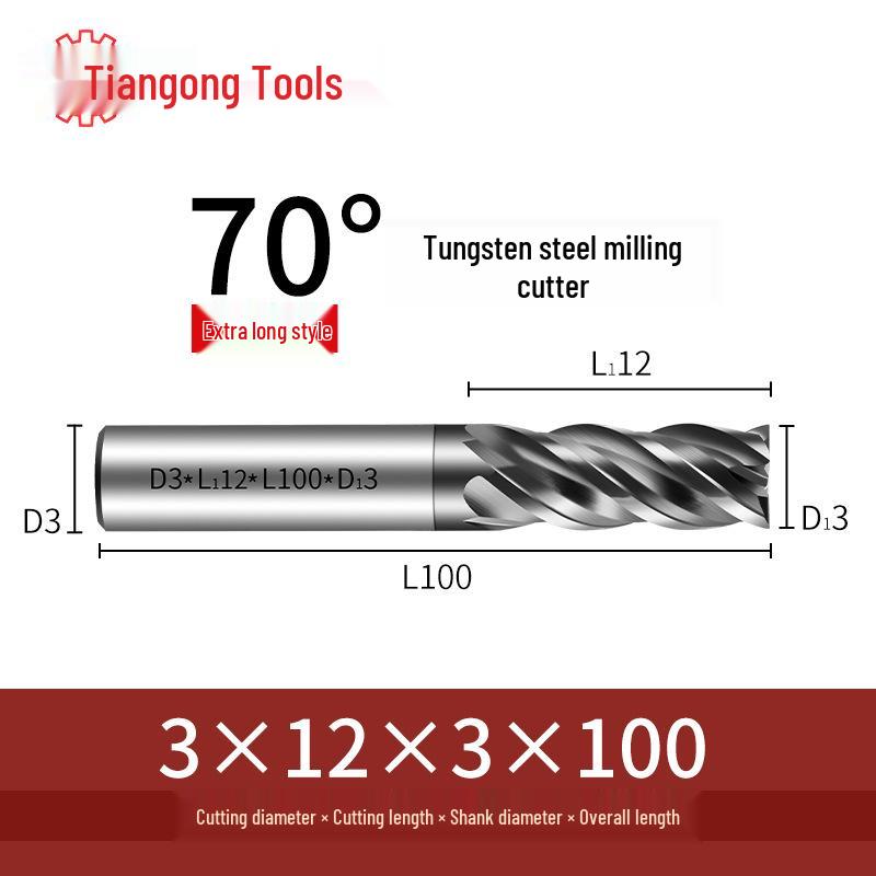 Freză frontală CNC din carbură de tungsten Tiangong 70°: Precizie înaltă, Anti-vibrații, Fund plat, Freză cu patru muchii pentru oțel inoxidabil.