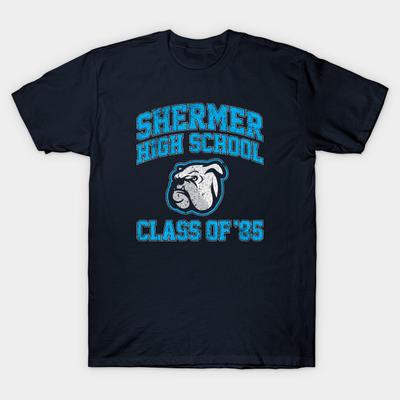 Men Black Print T-shirt Shermer High School Class Of 85 (Breakfast Club) No-Cut Transfer Paper Print Cotton Tshirt