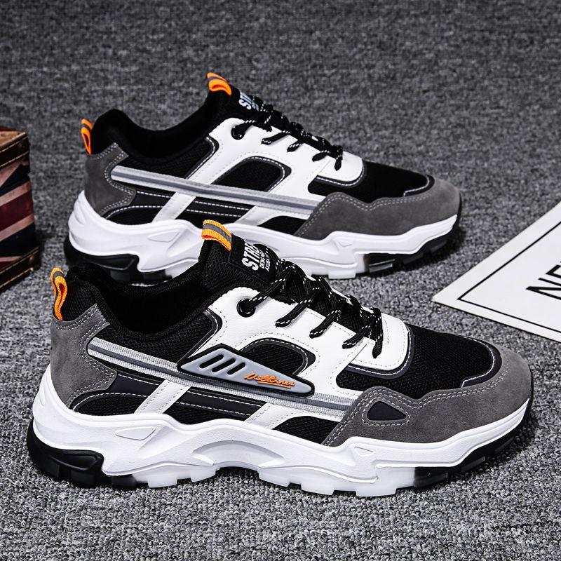 Men's Breathable Mesh Running Shoes, Korean Style Trendy Casual Sneakers, Lightweight Athletic Travel Shoes for Students and Men