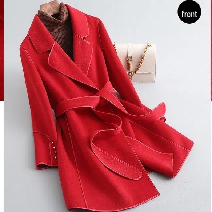 Korean-Style Woolen Coat: Women's 2025 Autumn/Winter Mid-Length Double-Sided Trendy Top
